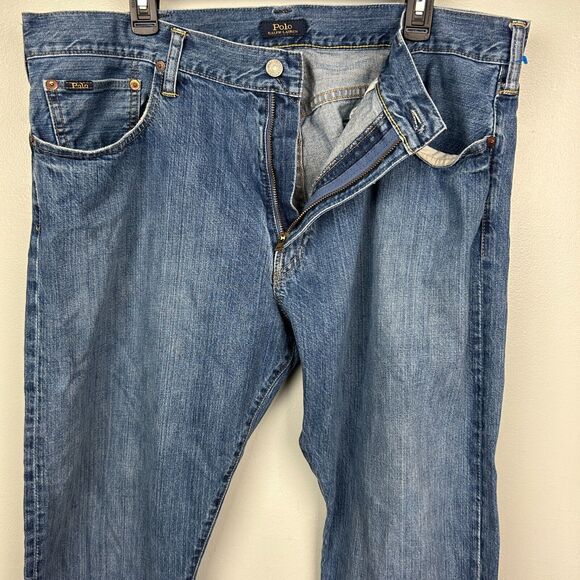 Polo Ralph Lauren Jeans Men's 38x32 Blue Stonewash Cotton Denim Straight Stretch - Picture 3 of 15
